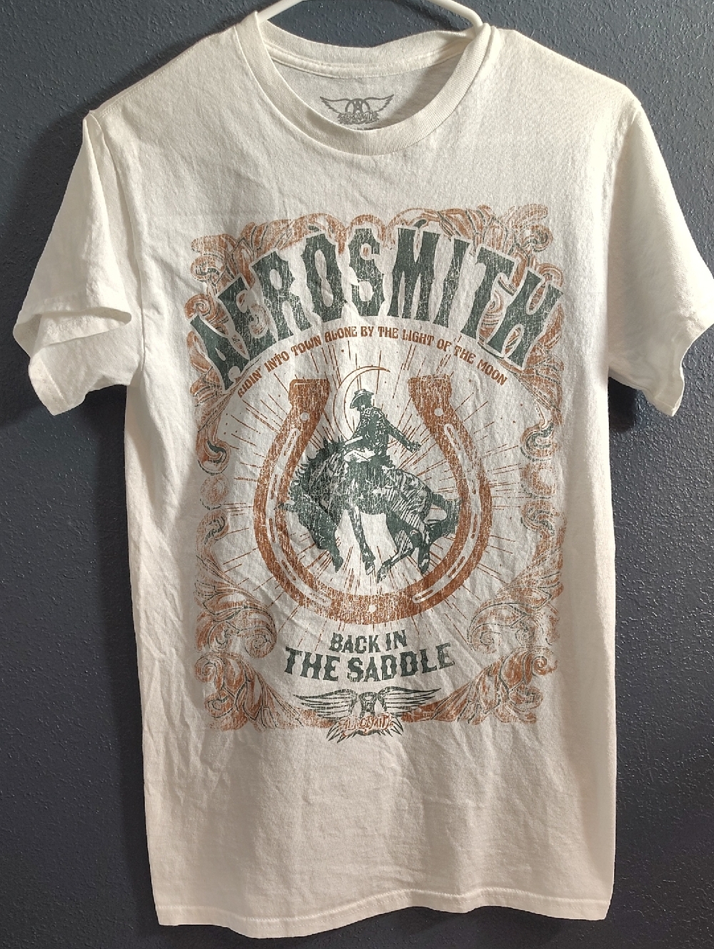 Back in the Saddle Graphic Rock Band Aerosmith Tee - Cream Unisex Retro